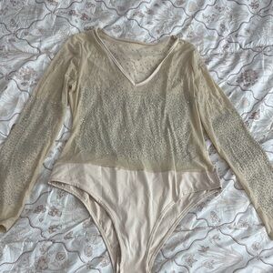 Elegant Cream Long Sleeve Women's Top
